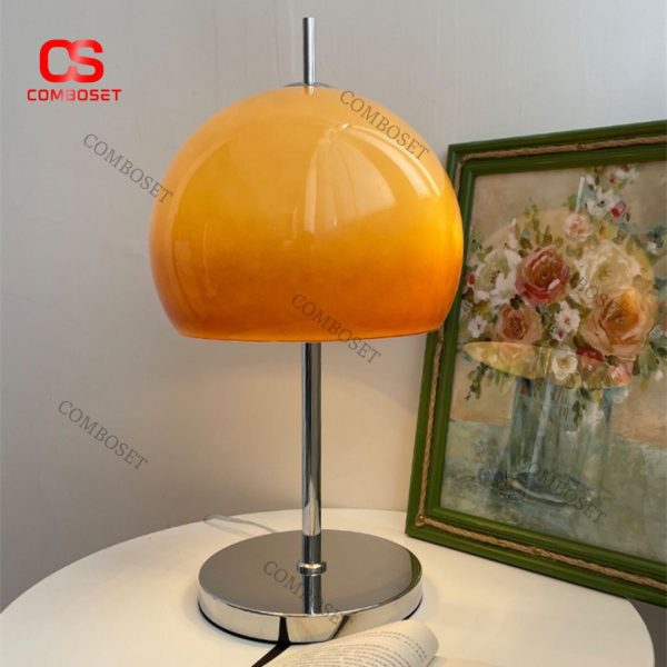 Đèn Bàn Màu Vàng Ánh Trăng Hoàng Hôn Thuỷ Tinh Vintage Phong Cách Bauhaus