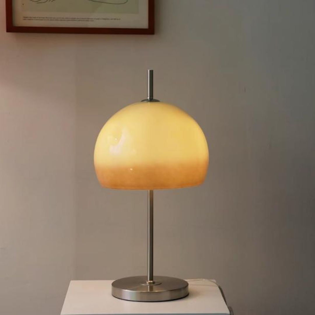 Đèn Bàn Màu Vàng Ánh Trăng Hoàng Hôn Thuỷ Tinh Vintage Phong Cách Bauhaus