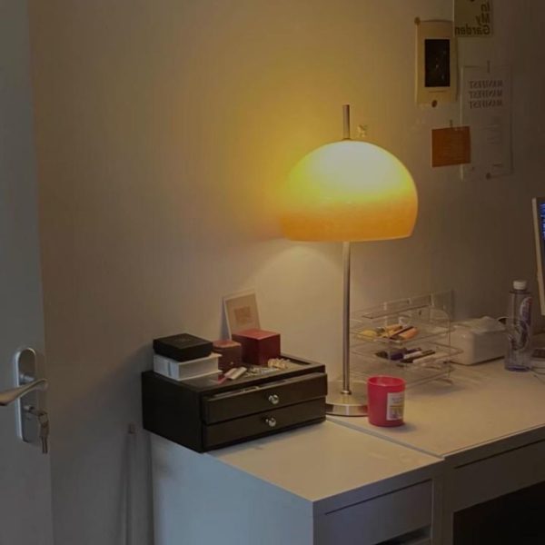 Đèn Bàn Màu Vàng Ánh Trăng Hoàng Hôn Thuỷ Tinh Vintage Phong Cách Bauhaus
