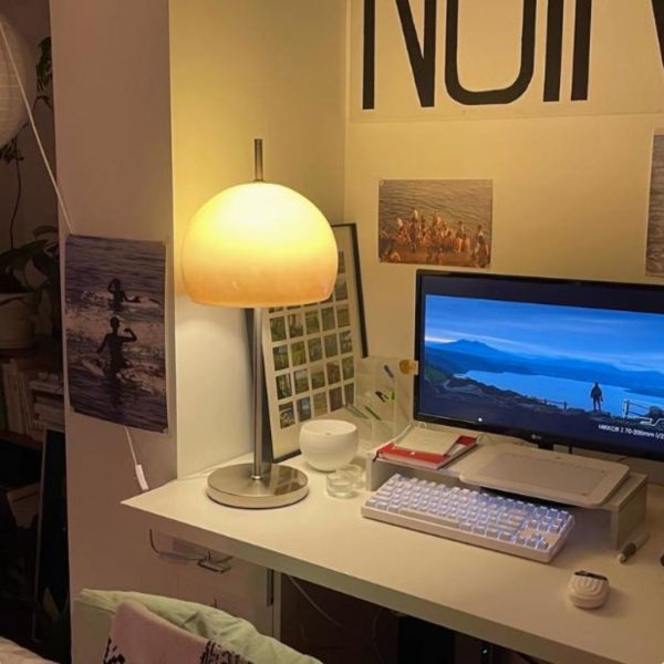 Đèn Bàn Màu Vàng Ánh Trăng Hoàng Hôn Thuỷ Tinh Vintage Phong Cách Bauhaus