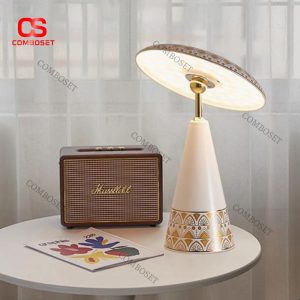 Đèn Bàn Sáng Tạo Xoay 360 Độ, Công Tắc Cảm Ứng, 3 Chế Độ Sáng Thiết Kế Cổ Điển Pháp