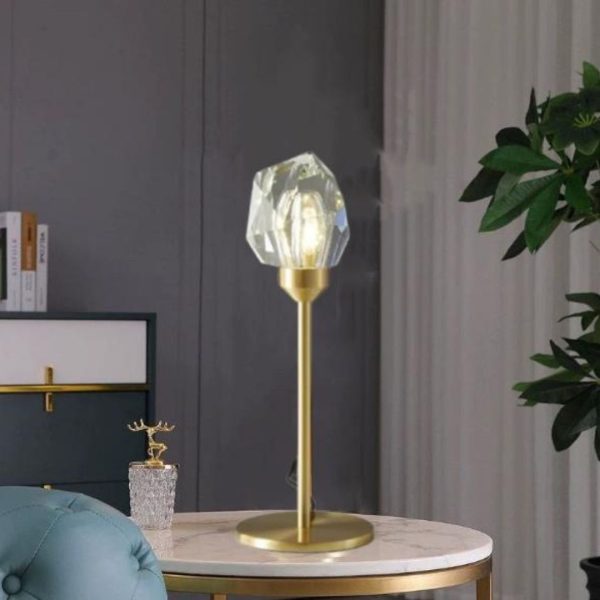 Đèn Bàn Sắt Mạ Vàng Pha Lê Hiện Đại Sang Trọng 3 Chế Độ Sáng Trang Trí Khách Sạn, Phòng Khách