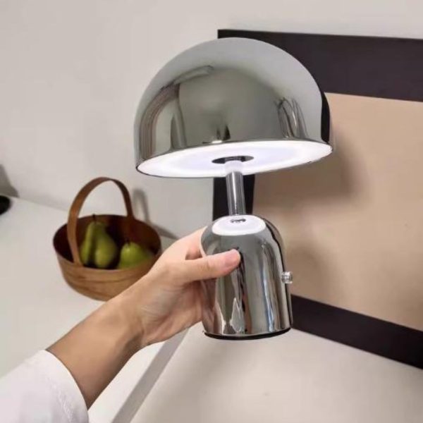 Đèn Bàn Sắt Phủ Bóng Di Động Tích Hợp Sạc Type C, Công Tắc Cảm Ứng, 3 Chế Độ Sáng
