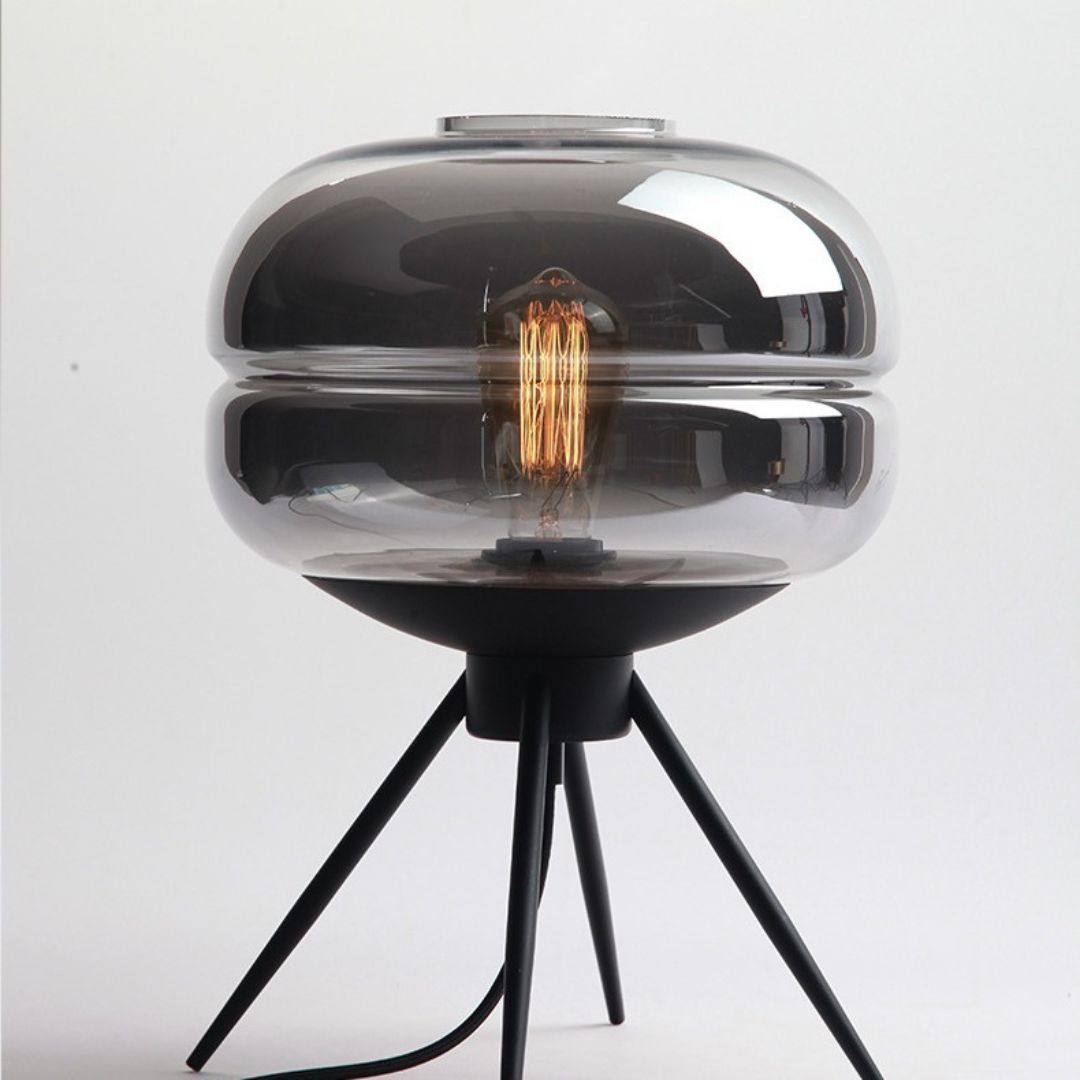 Đèn Bàn Thuỷ Tinh 4 Chân Đồng Chắc Chắn Decor Phòng Khách, Đọc Sách Thư Giãn