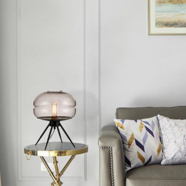 Đèn Bàn Thuỷ Tinh 4 Chân Đồng Chắc Chắn Decor Phòng Khách, Đọc Sách Thư Giãn