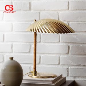 Đèn Bàn Vỏ Sò Đồng Thau Mạ Crom Phong Cách Cổ Điển Decor Bàn Làm Việc, Đọc Sách