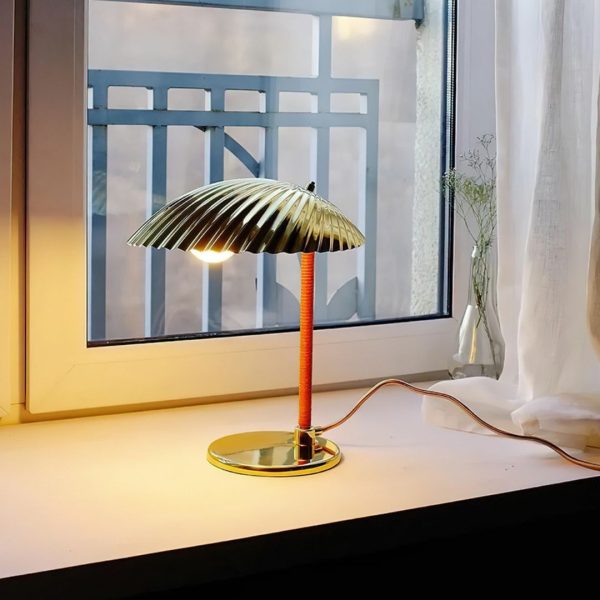 Đèn Bàn Vỏ Sò Đồng Thau Mạ Crom Phong Cách Cổ Điển Decor Bàn Làm Việc, Đọc Sách