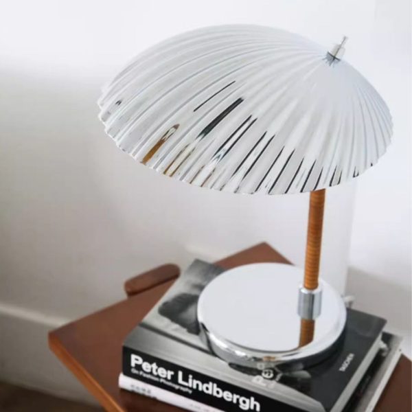 Đèn Bàn Vỏ Sò Đồng Thau Mạ Crom Phong Cách Cổ Điển Decor Bàn Làm Việc, Đọc Sách