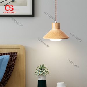 Đèn Chùm Đơn Nhỏ Xinh Bằng Gỗ Vintage Trang Trí Bàn Ăn, Phòng Bếp