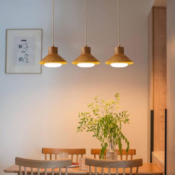 Đèn Chùm Đơn Nhỏ Xinh Bằng Gỗ Vintage Trang Trí Bàn Ăn, Phòng Bếp