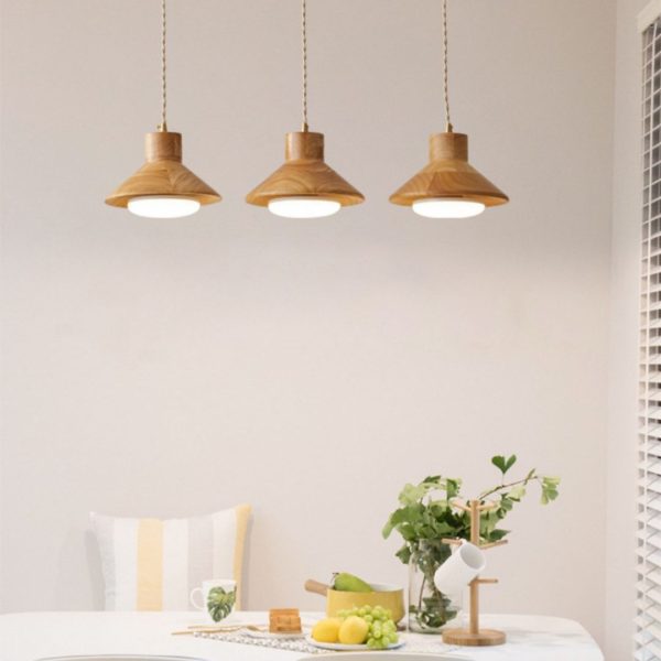 Đèn Chùm Đơn Nhỏ Xinh Bằng Gỗ Vintage Trang Trí Bàn Ăn, Phòng Bếp