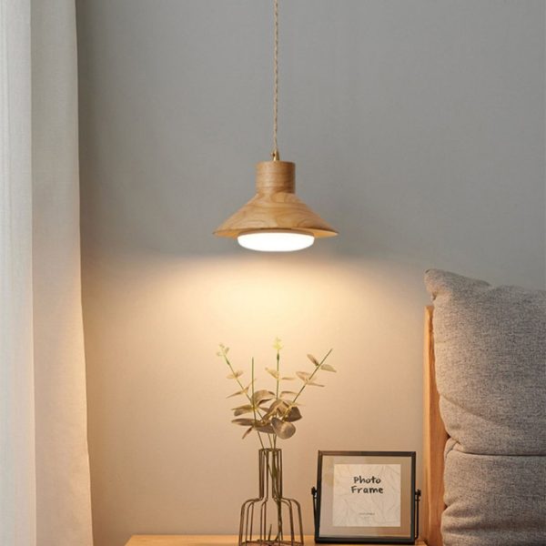 Đèn Chùm Đơn Nhỏ Xinh Bằng Gỗ Vintage Trang Trí Bàn Ăn, Phòng Bếp