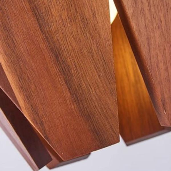 Đèn Chùm Gỗ Màu Óc Chó Tối Giản Thiết Kế Vát 4 Đầu Gỗ Hình Học Độc Đáo