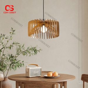 Đèn Chùm Gỗ Tối Giản Nhật Bản Phong Cách Wabi Sabi Gỗ Màu Sáng Trang Trí Phòng Bếp Vintage