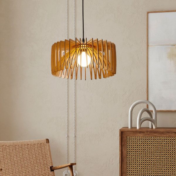 Đèn Chùm Gỗ Tối Giản Nhật Bản Phong Cách Wabi Sabi Gỗ Màu Sáng Trang Trí Phòng Bếp Vintage
