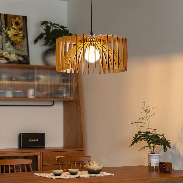 Đèn Chùm Gỗ Tối Giản Nhật Bản Phong Cách Wabi Sabi Gỗ Màu Sáng Trang Trí Phòng Bếp Vintage