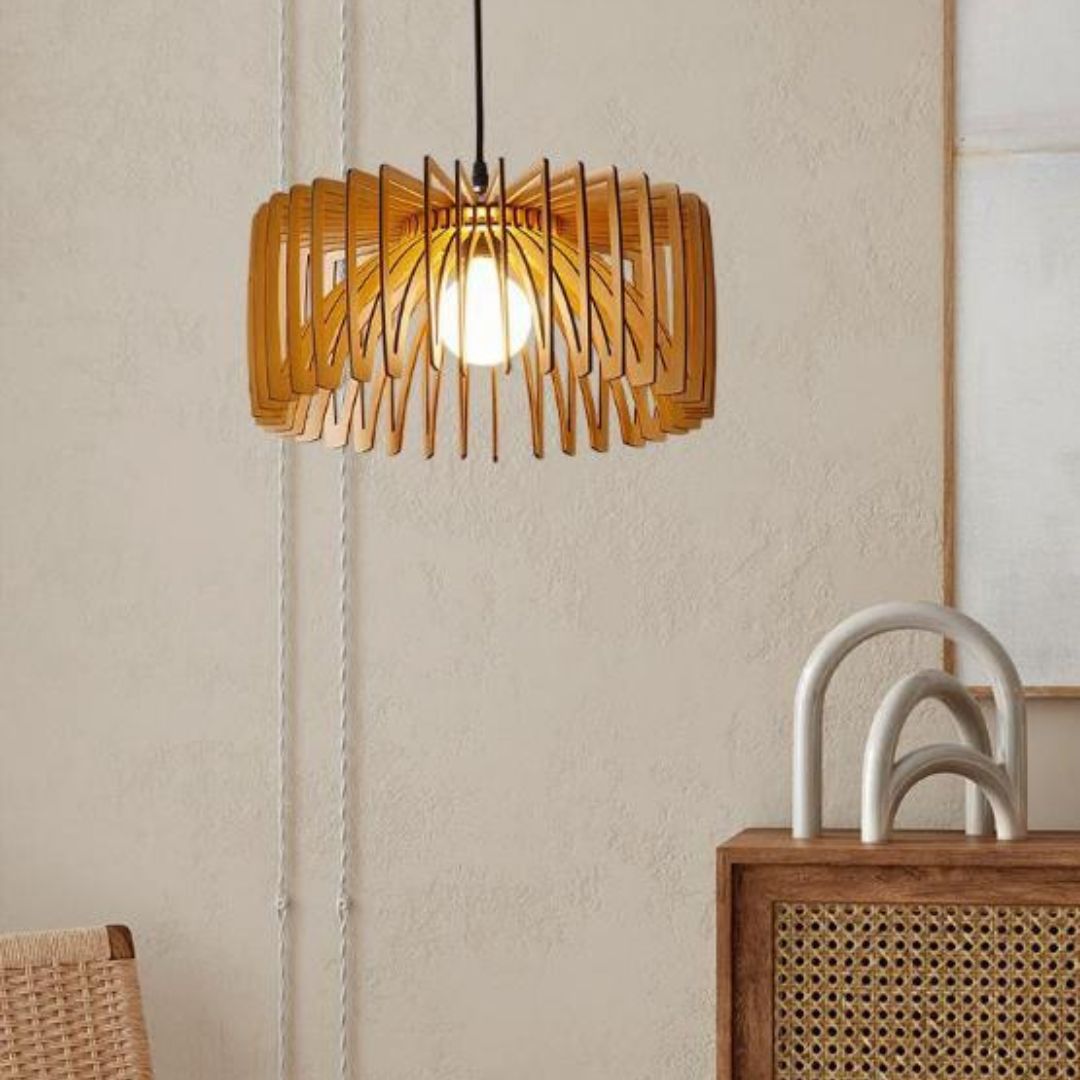 Đèn Chùm Gỗ Tối Giản Nhật Bản Phong Cách Wabi Sabi Gỗ Màu Sáng Trang Trí Phòng Bếp Vintage