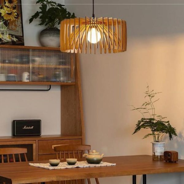Đèn Chùm Gỗ Tối Giản Nhật Bản Phong Cách Wabi Sabi Gỗ Màu Sáng Trang Trí Phòng Bếp Vintage