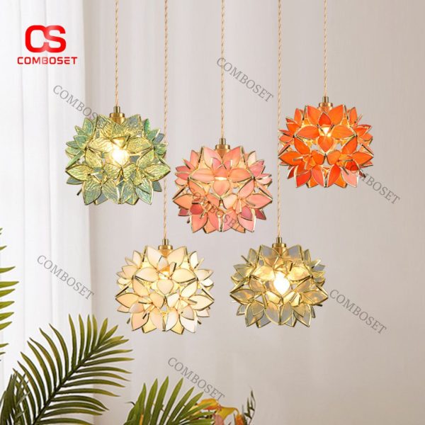 Đèn Chùm Hoa Cẩm Tú Cầu Thuỷ Tinh Viền Đồng Sang Trọng Decor Phòng Ngủ, Bàn Ăn