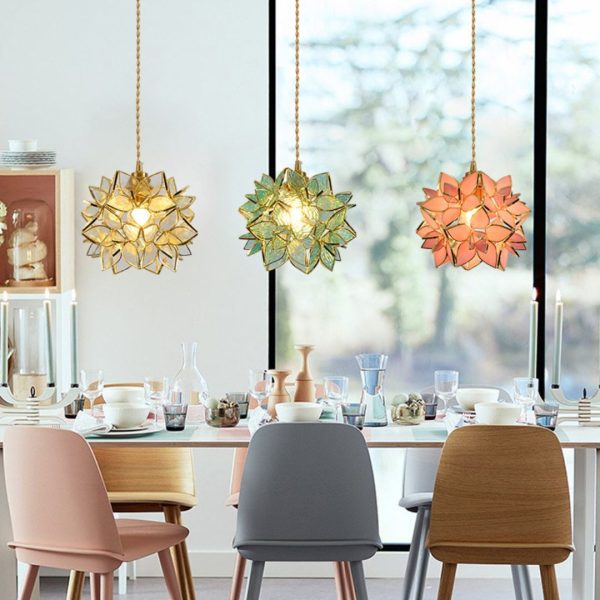 Đèn Chùm Hoa Cẩm Tú Cầu Thuỷ Tinh Viền Đồng Sang Trọng Decor Phòng Ngủ, Bàn Ăn
