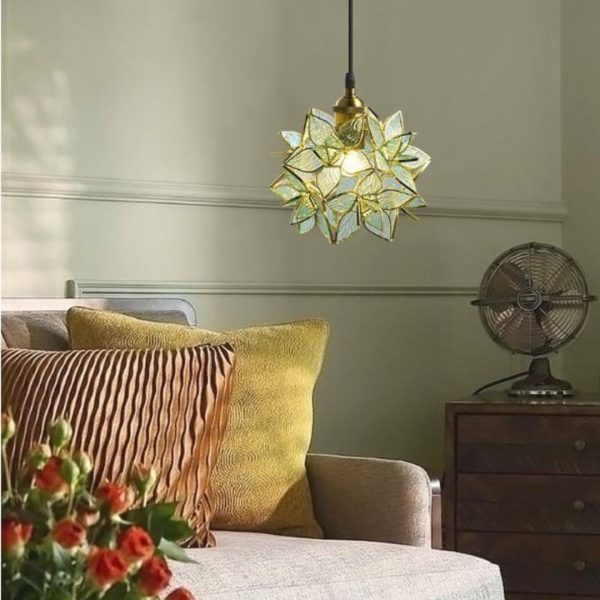 Đèn Chùm Hoa Cẩm Tú Cầu Thuỷ Tinh Viền Đồng Sang Trọng Decor Phòng Ngủ, Bàn Ăn