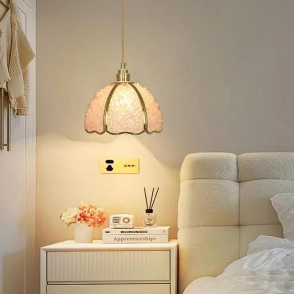 Đèn Chùm Pha Lê Đá Sỏi Nhiều Màu Lấp Lánh Viền Đồng Sang Trọng Decor Quầy Bếp, Bàn Ăn
