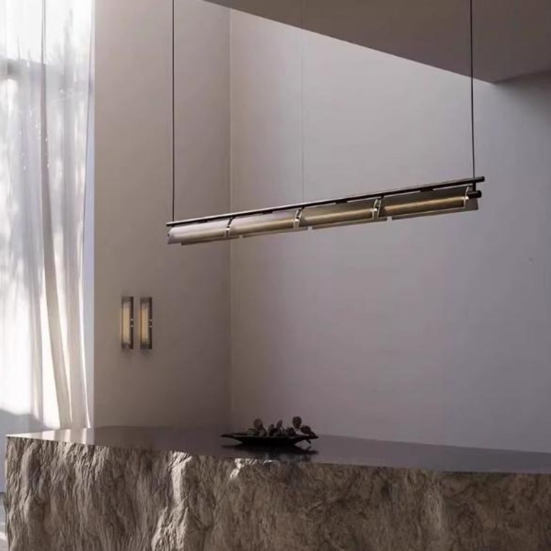 Đèn Chùm Thanh Sắt Dài Acrylic Phong Cách Công Nghiệp Decor Phòng Bếp, Quầy Bar