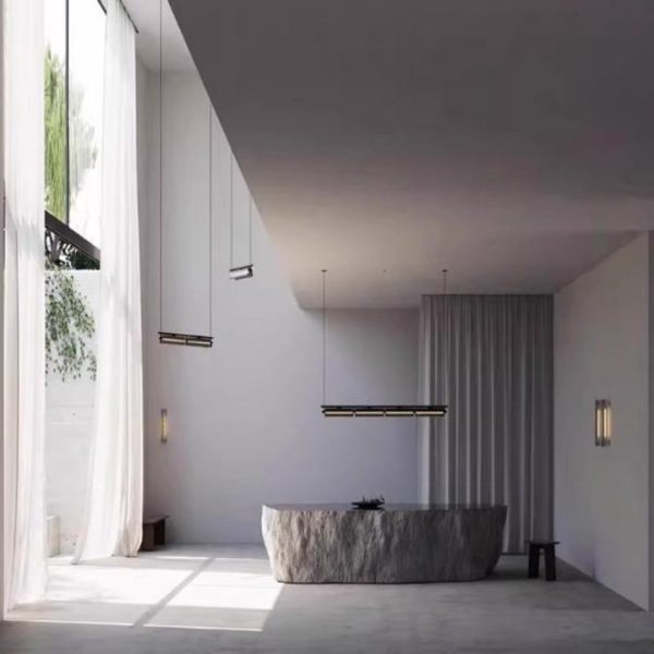 Đèn Chùm Thanh Sắt Dài Acrylic Phong Cách Công Nghiệp Decor Phòng Bếp, Quầy Bar