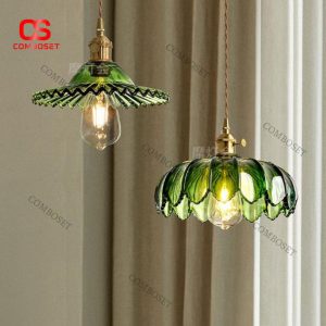Đèn Chùm Thuỷ Tinh Bông Hoa Xanh Lá Decor Lối Đi Phòng Khách Nội Thất Xanh