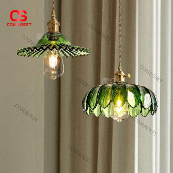 Đèn Chùm Thuỷ Tinh Bông Hoa Xanh Lá Decor Lối Đi Phòng Khách Nội Thất Xanh