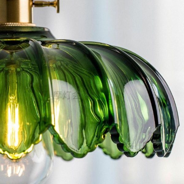 Đèn Chùm Thuỷ Tinh Bông Hoa Xanh Lá Decor Lối Đi Phòng Khách Nội Thất Xanh