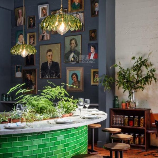 Đèn Chùm Thuỷ Tinh Bông Hoa Xanh Lá Decor Lối Đi Phòng Khách Nội Thất Xanh