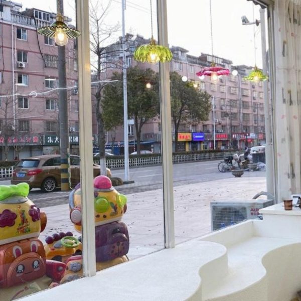 Đèn Chùm Thuỷ Tinh Bông Hoa Xanh Lá Decor Lối Đi Phòng Khách Nội Thất Xanh