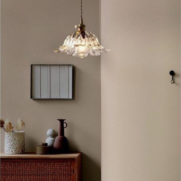 Đèn Chùm Thuỷ Tinh Bông Hoa Xanh Lá Decor Lối Đi Phòng Khách Nội Thất Xanh