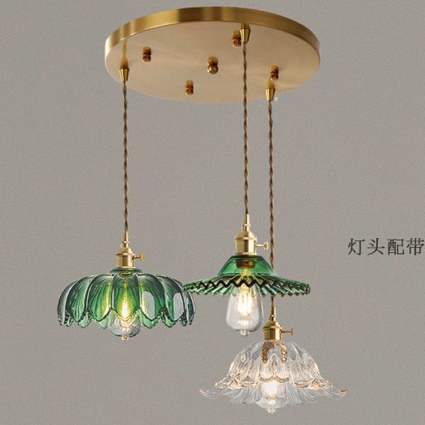 Đèn Chùm Thuỷ Tinh Bông Hoa Xanh Lá Decor Lối Đi Phòng Khách Nội Thất Xanh