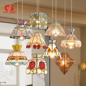 Đèn Chùm Thuỷ Tinh Hoạ Tiết Hoa Lá Nơ Xinh Xắn Thiết Kế Kiểu Pháp Màu Sắc Rực Rỡ Phòng Ngủ