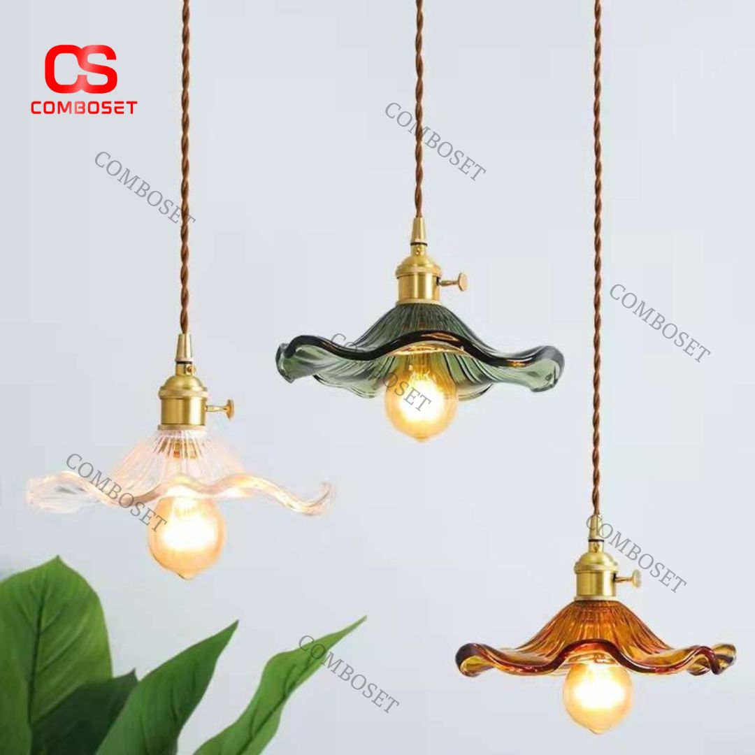 Đèn Chùm Thuỷ Tinh Hoa Xoè 3 Màu Nổi Bật Decor Góc Nhà, Bàn Làm Việc Xinh Xắn