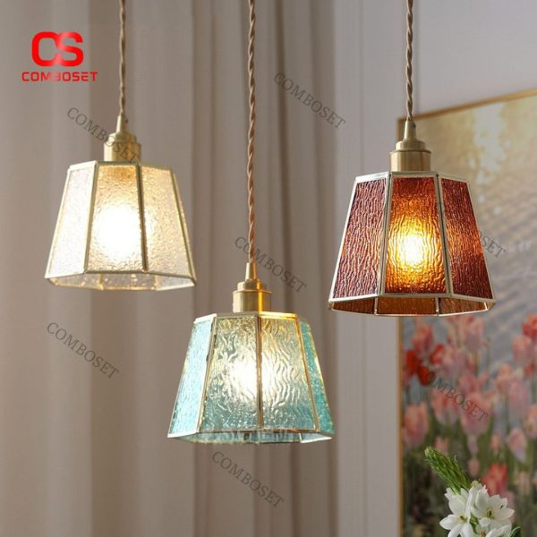 Đèn Chùm Thuỷ Tinh Viền Đồng Phòng Cách Retro Pháp Trang Trí Hành Lang Cửa Sổ