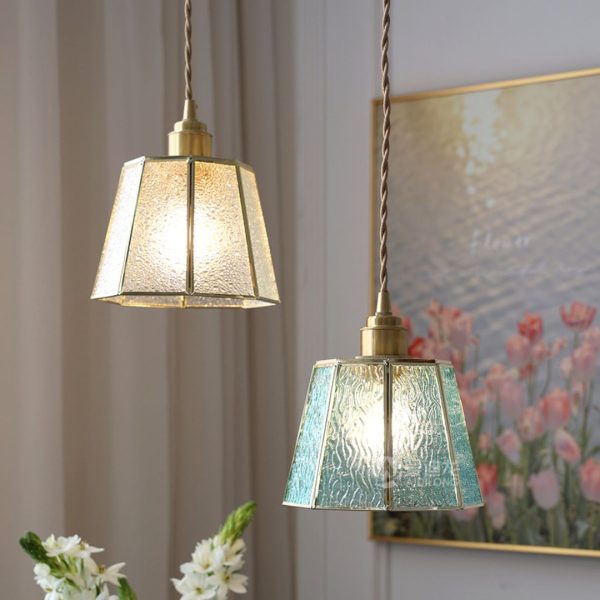 Đèn Chùm Thuỷ Tinh Viền Đồng Phòng Cách Retro Pháp Trang Trí Hành Lang Cửa Sổ
