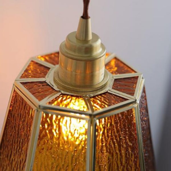 Đèn Chùm Thuỷ Tinh Viền Đồng Phòng Cách Retro Pháp Trang Trí Hành Lang Cửa Sổ
