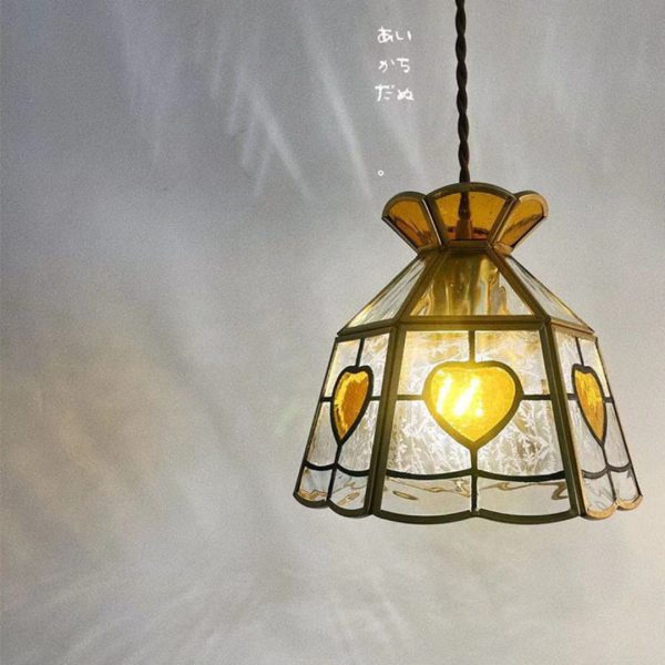 Đèn Chùm Thuỷ Tinh Vương Miện Hoạ Tiết Trái Tim Viền Đồng Decor Không Gian Phòng Khách
