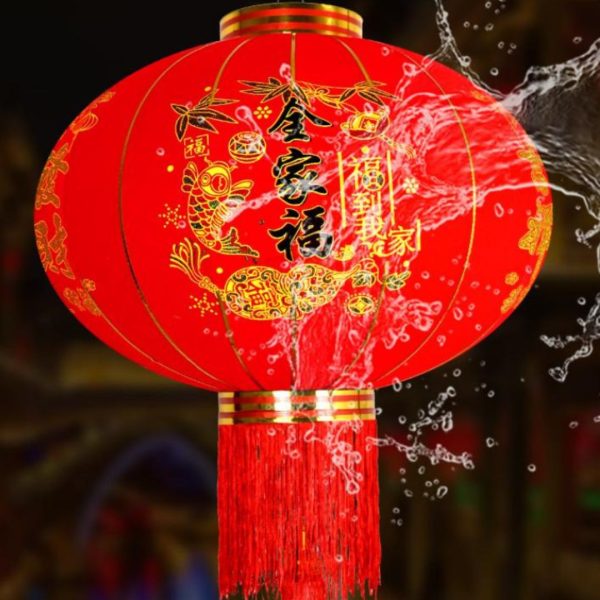 Đèn Lồng Đỏ Vải Nhung Hoạ Tiết Cá Chép May Mắn Chống Thấm Trang Trí Nhà Dịp Tết Năm Mới