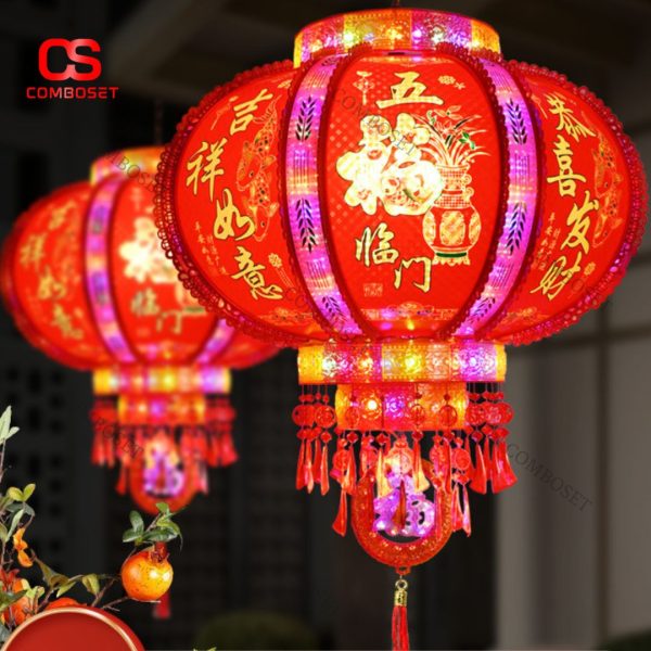 Đèn Lồng Đỏ Xoay 360 Độ Phong Cách Trung Quốc Trang Trí Hiên Nhà, Ban Công Ngày Tết