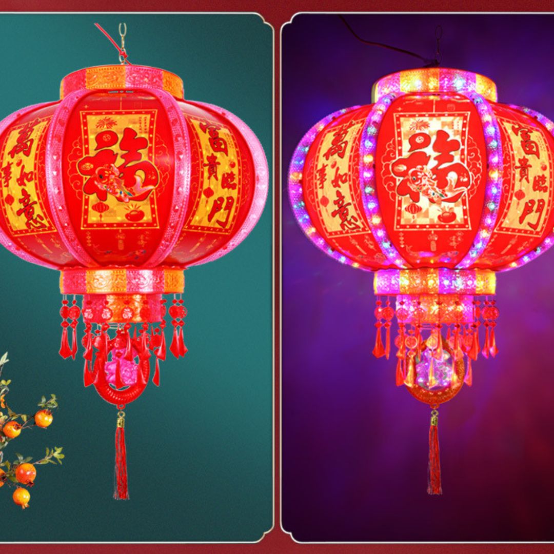 Đèn Lồng Đỏ Xoay 360 Độ Phong Cách Trung Quốc Trang Trí Hiên Nhà, Ban Công Ngày Tết