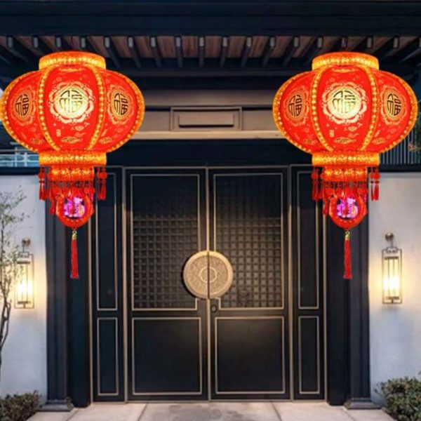 Đèn Lồng Đỏ Xoay 360 Độ Phong Cách Trung Quốc Trang Trí Hiên Nhà, Ban Công Ngày Tết
