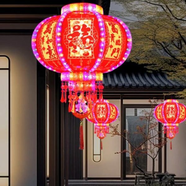 Đèn Lồng Đỏ Xoay 360 Độ Phong Cách Trung Quốc Trang Trí Hiên Nhà, Ban Công Ngày Tết