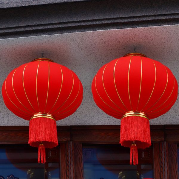Đèn Lồng Vải Đỏ Chống Thấm Nước Decor Hiên Nhà, Lối Đi Đón Năm Mới Tết Đến