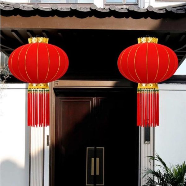 Đèn Lồng Vải Đỏ Chống Thấm Nước Decor Hiên Nhà, Lối Đi Đón Năm Mới Tết Đến