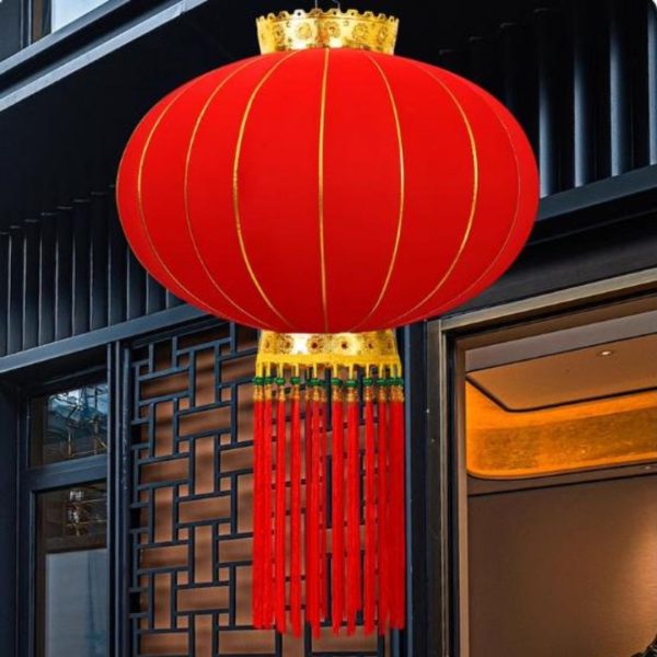 Đèn Lồng Vải Đỏ Chống Thấm Nước Decor Hiên Nhà, Lối Đi Đón Năm Mới Tết Đến