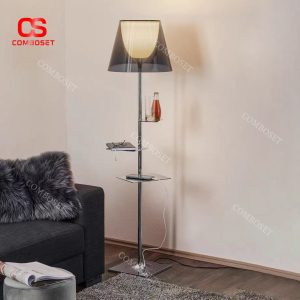 Đèn Sàn Acrylic Kết Hợp Kệ Sách Tiện Dụng Thiết Kế Phong Cách Ý Phòng Khách, Phòng Ngủ